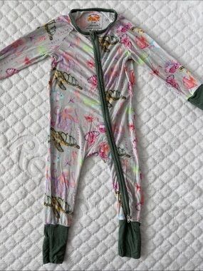 Three Chicks Designs Bamboo Kids One-Piece Sleeper Pajamas - Sea Life Print